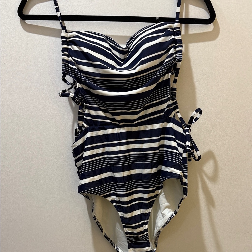 Aerie Navy and White Striped One Piece Swimsuit